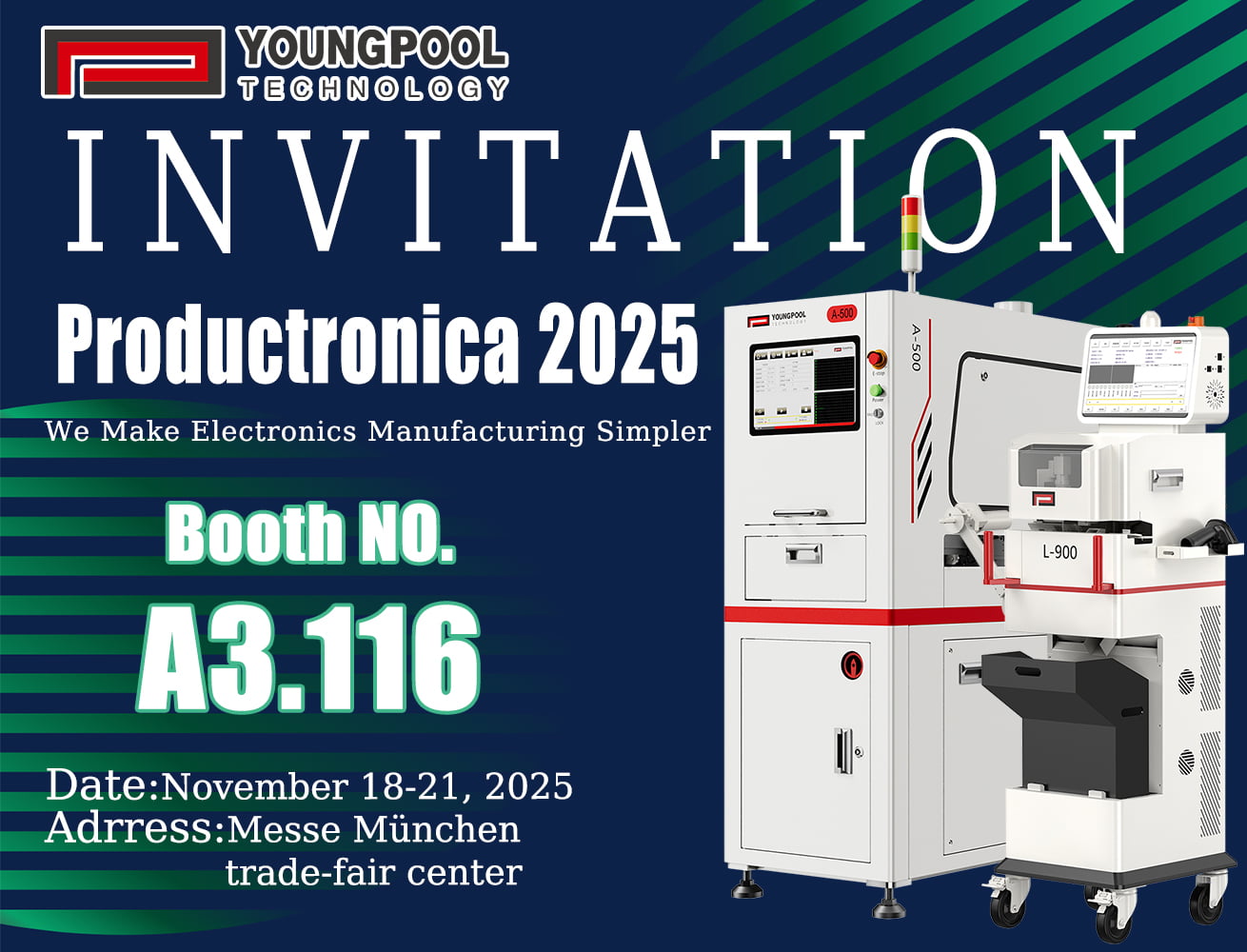Youngpool Technology le invita a Productronica 2025 en Alemania.